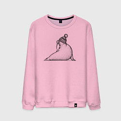 Свитшот хлопковый мужской Морж в шапке, цвет: светло-розовый