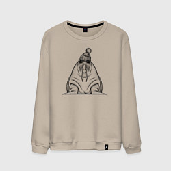 Свитшот хлопковый мужской Морж хипстер, цвет: миндальный
