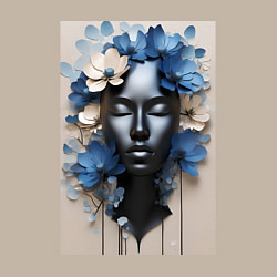 Свитшот хлопковый мужской Манекен в синих и бежевых цветах - нейросеть, цвет: миндальный — фото 2