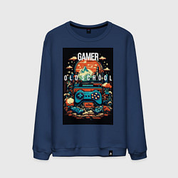 Свитшот хлопковый мужской Геймер old school, цвет: тёмно-синий