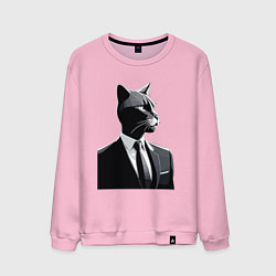 Свитшот хлопковый мужской Бизнес-кот, цвет: светло-розовый