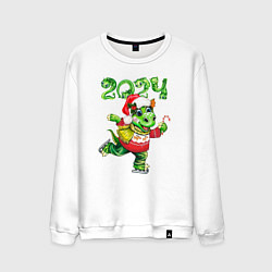 Свитшот хлопковый мужской Новогодний дракон 2024, цвет: белый
