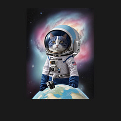 Свитшот хлопковый мужской Кот в космическом пространстве, цвет: черный — фото 2