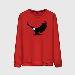 Свитшот хлопковый мужской Орёл летит трафарет, цвет: красный