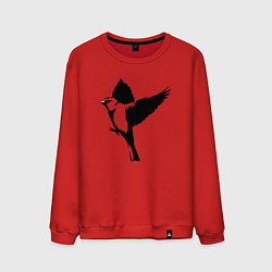 Свитшот хлопковый мужской Птица трафарет, цвет: красный