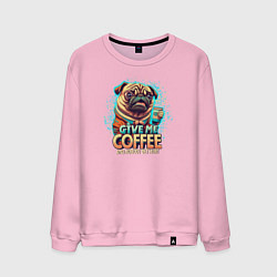 Свитшот хлопковый мужской Give me coffee, цвет: светло-розовый