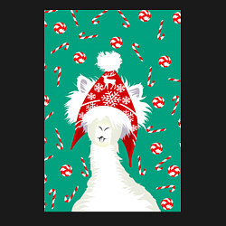 Свитшот хлопковый мужской Лама - альпака в ушанке, цвет: черный — фото 2