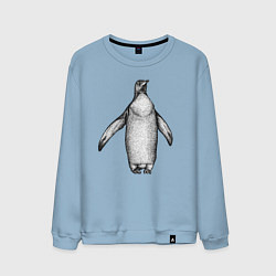 Свитшот хлопковый мужской Пингвин штрихами, цвет: мягкое небо