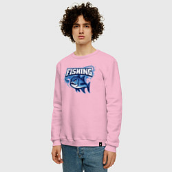Свитшот хлопковый мужской Fishing style, цвет: светло-розовый — фото 2
