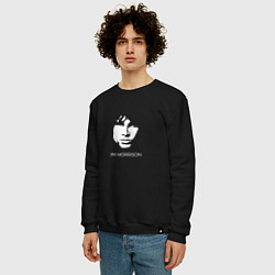 Свитшот хлопковый мужской Jim Morrison black white minimalism, цвет: черный — фото 2