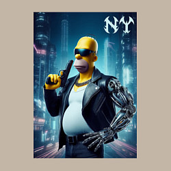 Свитшот хлопковый мужской Cyber Homer with a gun in New York - ai art, цвет: миндальный — фото 2