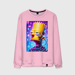 Свитшот хлопковый мужской Cyber Bart Simpson - ai art, цвет: светло-розовый