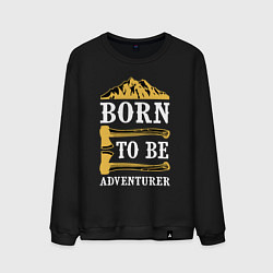 Свитшот хлопковый мужской Born to be adventurer, цвет: черный