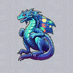 Свитшот хлопковый мужской Синий дракон новогодний, цвет: меланж — фото 2