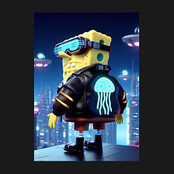 Свитшот хлопковый мужской Sponge Bob - cyberpunk, цвет: черный — фото 2