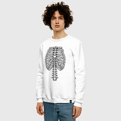 Свитшот хлопковый мужской Скелет рентген, цвет: белый — фото 2