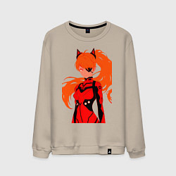 Свитшот хлопковый мужской Asuka Langley is Dead Serious, цвет: миндальный