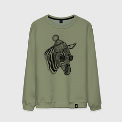 Свитшот хлопковый мужской Зебра хипстер, цвет: авокадо