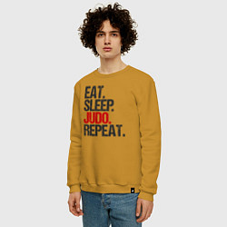 Свитшот хлопковый мужской Eat sleep judo repeat, цвет: горчичный — фото 2