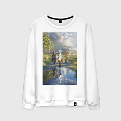 Свитшот хлопковый мужской Фрирен провожающая в путь, цвет: белый