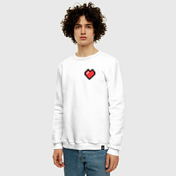 Свитшот хлопковый мужской Пиксельное сердечко, цвет: белый — фото 2