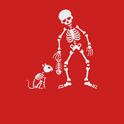 Свитшот хлопковый мужской Котик и скелет, цвет: красный — фото 2