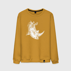 Свитшот хлопковый мужской Портрет носорога, цвет: горчичный