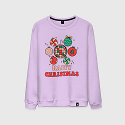 Свитшот хлопковый мужской Happy Christmas, цвет: лаванда