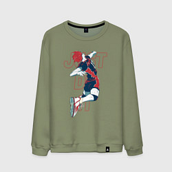 Свитшот хлопковый мужской Хината Шое - Волейбол, цвет: авокадо