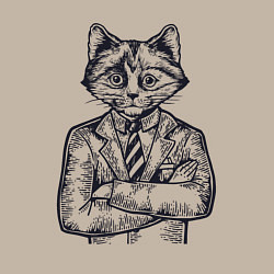 Свитшот хлопковый мужской Кот начальник, цвет: миндальный — фото 2