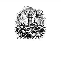 Свитшот хлопковый мужской Море и маяк, цвет: белый — фото 2