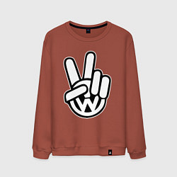 Свитшот хлопковый мужской Volkswagen peace, цвет: кирпичный