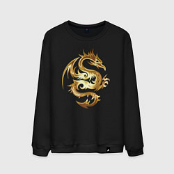 Свитшот хлопковый мужской Дракон из золота, цвет: черный