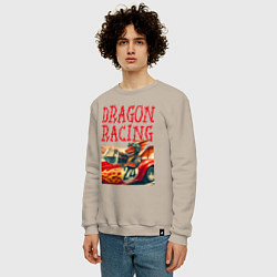 Свитшот хлопковый мужской Dragon cool racer - ai art, цвет: миндальный — фото 2