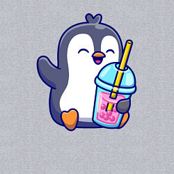 Свитшот хлопковый мужской Пингвин с напитком, цвет: меланж — фото 2