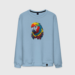 Свитшот хлопковый мужской Красочный попугай в ярких перьях, цвет: мягкое небо