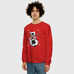 Свитшот хлопковый мужской Soccer snowman, цвет: красный — фото 2