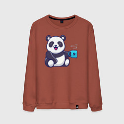 Свитшот хлопковый мужской Панда с кружкой, цвет: кирпичный