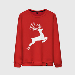 Свитшот хлопковый мужской Новогодний минималистичный олень, цвет: красный