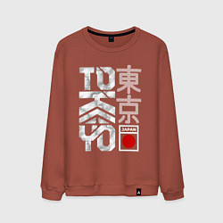 Свитшот хлопковый мужской Токио типографика, цвет: кирпичный