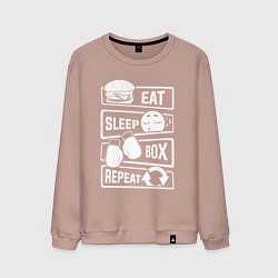 Свитшот хлопковый мужской Еда сон бокс, цвет: пыльно-розовый
