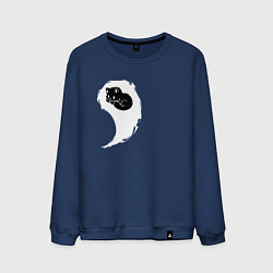 Свитшот хлопковый мужской Инь ян белый парная, цвет: тёмно-синий