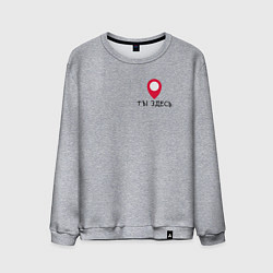 Свитшот хлопковый мужской Ты в самом сердце - идеолокатор, цвет: меланж