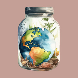 Свитшот хлопковый мужской Мир в банке - Земля, цвет: пыльно-розовый — фото 2