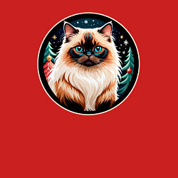 Свитшот хлопковый мужской Гималайский кот ждет Новый Год, цвет: красный — фото 2