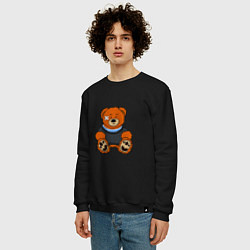 Свитшот хлопковый мужской Медведь Вова с пластырем, цвет: черный — фото 2
