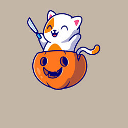 Свитшот хлопковый мужской Котёнок в тыкве, цвет: миндальный — фото 2