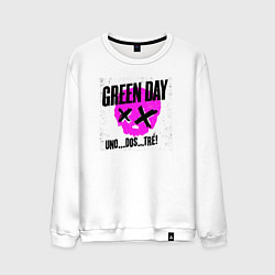 Свитшот хлопковый мужской Green Day uno dos tre, цвет: белый