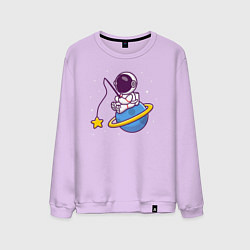 Свитшот хлопковый мужской Рыбалка на Сатурне, цвет: лаванда