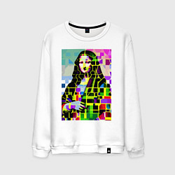 Свитшот хлопковый мужской Mona Lisa - mosaic pop art, цвет: белый